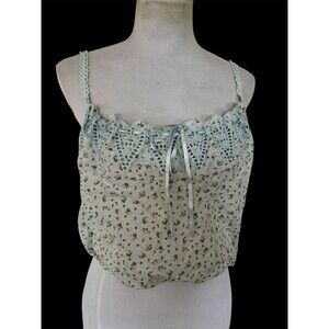 LUCKY Embroidered Floral Print Cropped Cami Top Western, Country Cottagecore S
